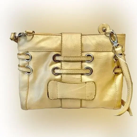 Authentic JC Jimmy Choo Gold/Yellow mini Crossbody shoulder bag - Picture 5 of 5